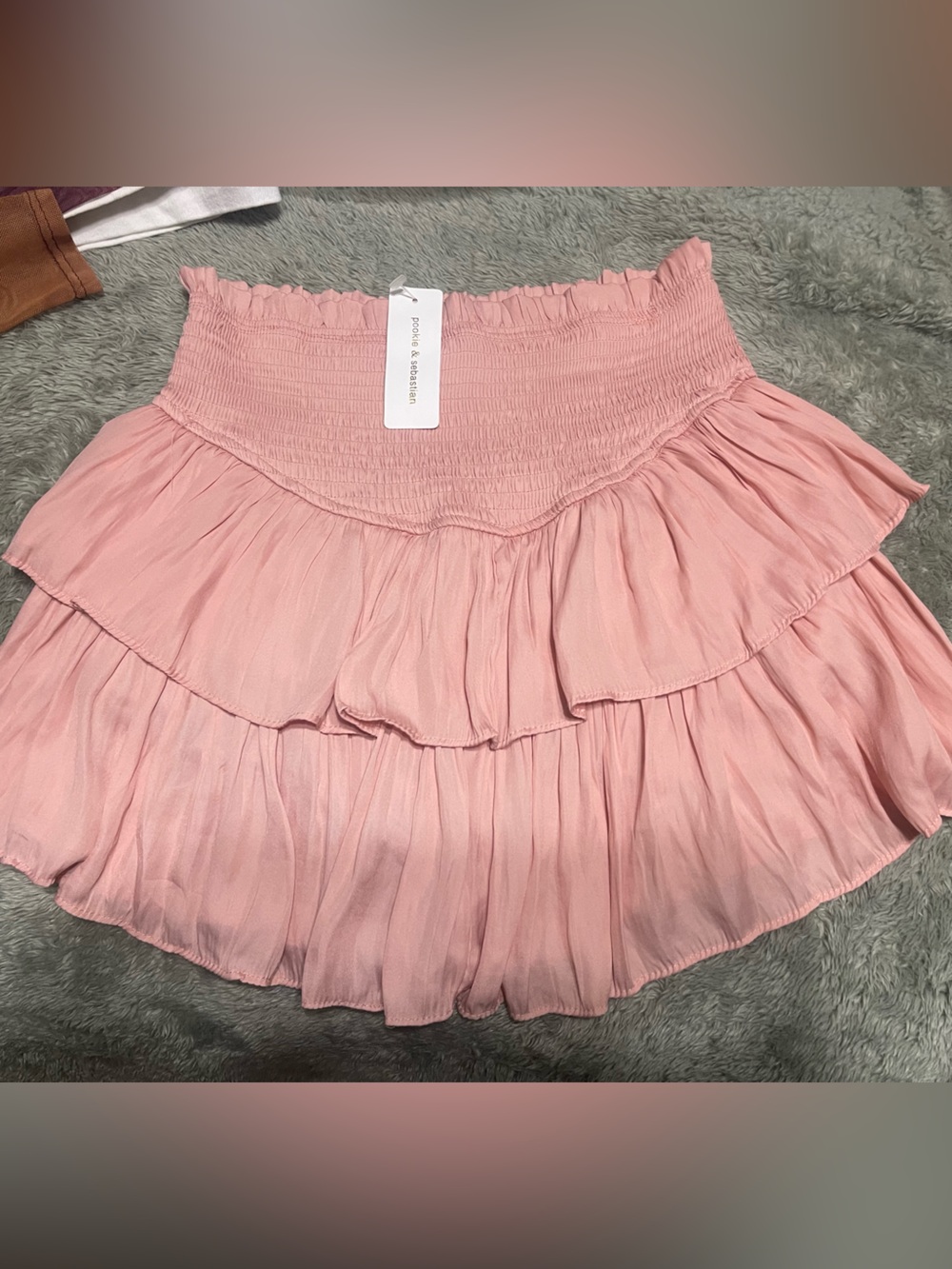 Pink Smocked Tiered Skater Mini Skirt